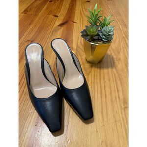 GIANVITO ROSSI Pointed-Toe Leather Heeled Mules Nappa Black EU 37.5 US 7